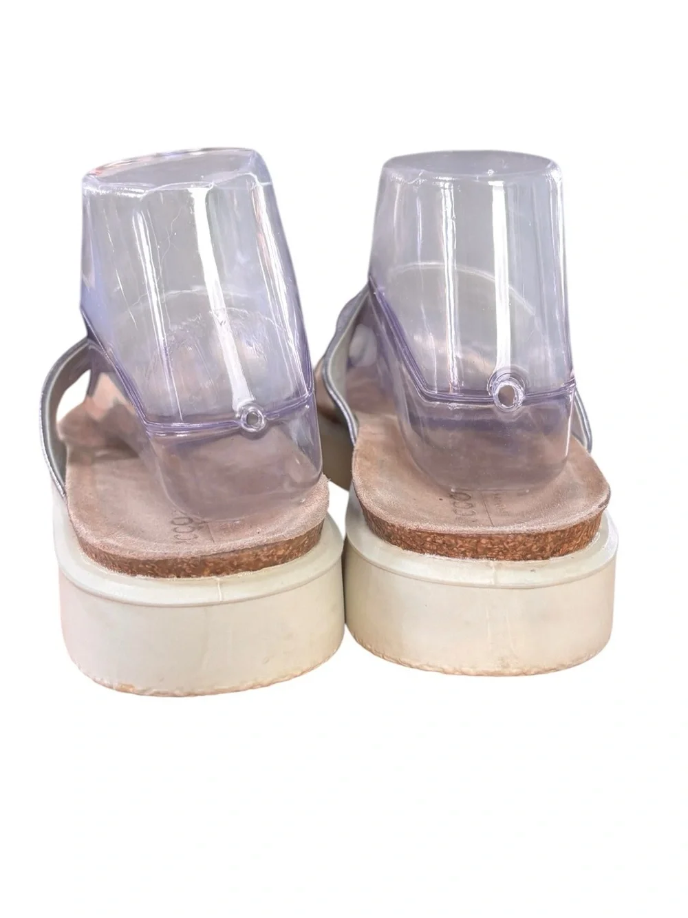 ECCO Corksphere Silver Metallic Leather Thong Sandals - Women’s EU 40 / US 9